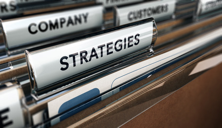 Folder tab with the word strategies, Concept image forの写真素材