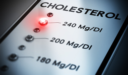 Illustration of cholesterol test with red light and blur effect. laboratory testing.の写真素材