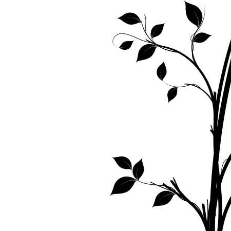Black and white silhouette of a tree, natural decorative element to use as a background.のイラスト素材