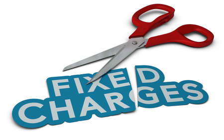 Word fixed charges cut in two parts, symbol ofの写真素材