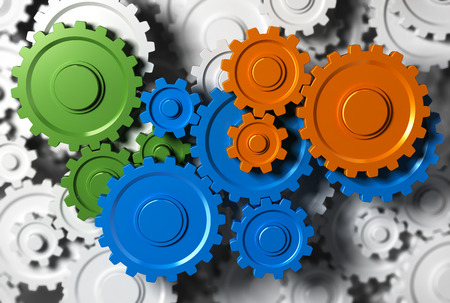 Gears or cogwheel working together. Concept image for team building or teamwork.の写真素材