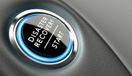 DRP start button. Disaster Recovery Plan concept or crisis solutions.の写真素材