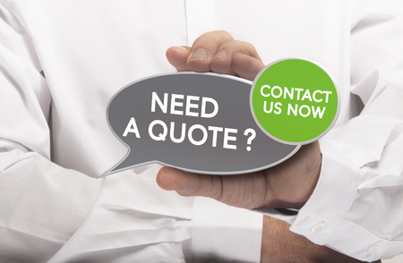 Man hand holding a bubble shaped sign where it is written need a quote. Concept image for getting a quotation purpose.の写真素材