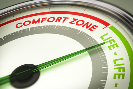dial with the text comfort zone and life. Concept illustration of life changes and motivation.の写真素材