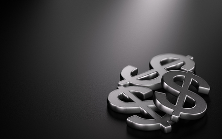 3D illustration of three dollar symbols over black background, Finance Designの写真素材