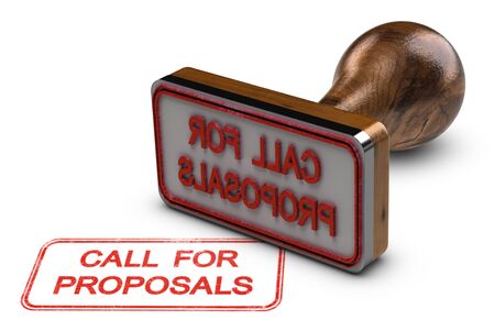 3D illustration of rubber stamp over white background with the text call for proposalsの写真素材
