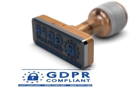 EU General Data Protection Regulation Compliance. Rubber stamp with the text GDPR Compliant over white background. 3D illustrationの写真素材