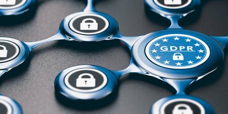 3D illustration of an abstract network protected against intrusion. GDPR compliance Conceptの写真素材