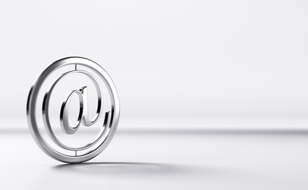 3D illustration of an email symbol over grey background. Internet service concept.の写真素材