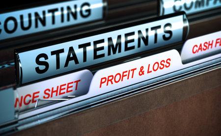 Profit and loss statement. Folder and subfolders. 3D illustration.