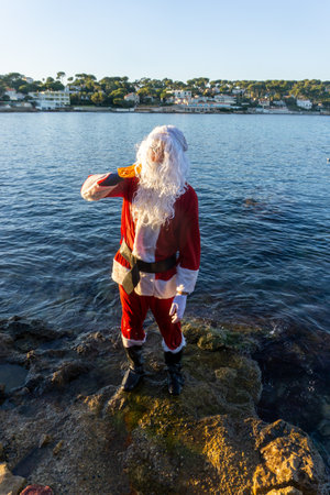 Santa Claus by the sea, wetの写真素材