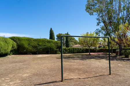 A low budget football field in a park