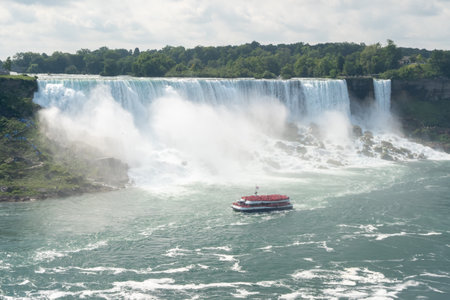 Touristic boat by the American Niagara Fallsの写真素材