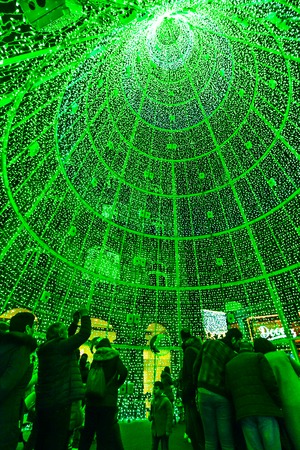 Christmas light and people in Vigo - Galicia - Spainのeditorial素材
