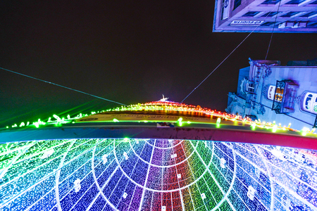 Christmas light and people in Vigo - Galicia - Spainのeditorial素材