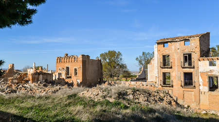 The remains of a town in Aragon that was completely destroyed during the Spanish civil war - Belchite - Spainのeditorial素材