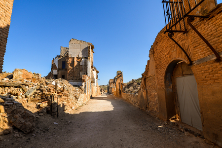 The remains of a town in Aragon that was completely destroyed during the Spanish civil war - Belchite - Spainのeditorial素材
