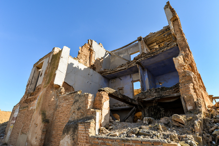 The remains of a town in Aragon that was completely destroyed during the Spanish civil war - Belchite - Spainのeditorial素材