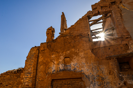 The remains of a town in Aragon that was completely destroyed during the Spanish civil war - Belchite - Spainのeditorial素材