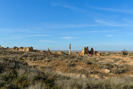 The remains of a town in Aragon that was completely destroyed during the Spanish civil war - Belchite - Spainのeditorial素材