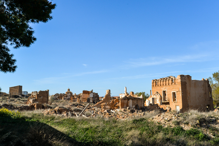 The remains of a town in Aragon that was completely destroyed during the Spanish civil war - Belchite - Spainのeditorial素材
