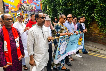 London, UK - 6/30/19 - People taking part in the Boishakhi Mela festival in Bethnal Green in London - The largest Bengali festival outside of Asiaのeditorial素材