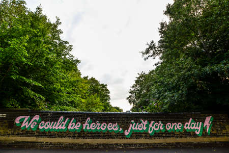 Lyrics of David Bowie's song heroes on a bridge in Walthamstow - London
