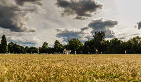 London/UK - 9/8/20 - A sunday league game of cricket on Hackney Marshesのeditorial素材