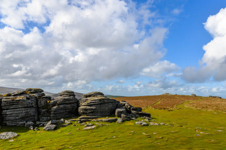 Beautiful landscape image of Dartmoor National Park in Devon England UKの写真素材