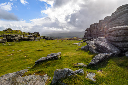 Beautiful landscape image of Dartmoor National Park in Devon England UK