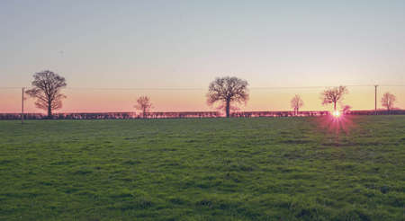 A wintery landscape in the United Kingdom at sunrise