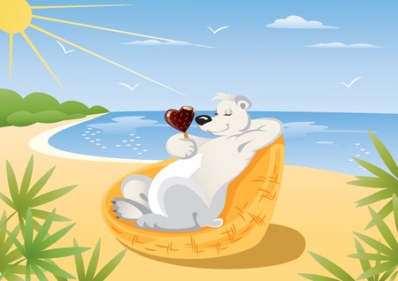 Polar Bear on the Beachのイラスト素材