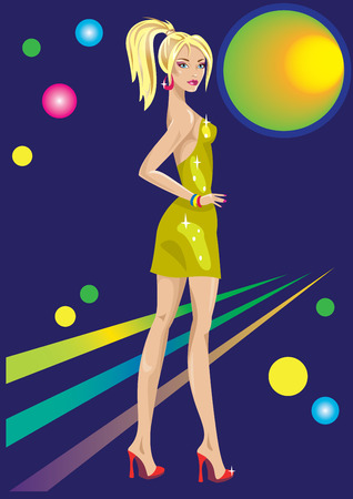 beautiful girl at the discoのイラスト素材