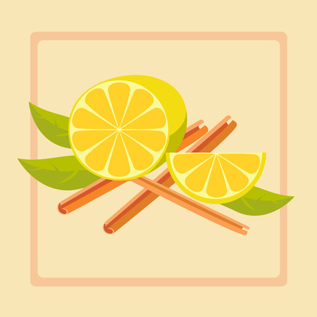 Vector illustration of lemon and cinnamonのイラスト素材