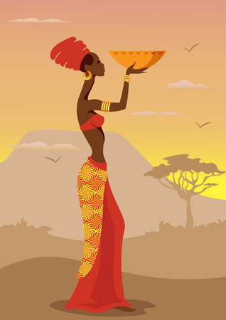 Vector Illustration of African Womanのイラスト素材