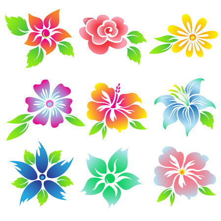Beautiful flowers icon set.のイラスト素材