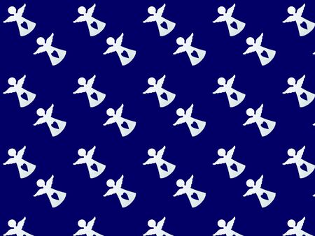 Angel Seamless pattern of little figures of white angels on a blue background.の写真素材