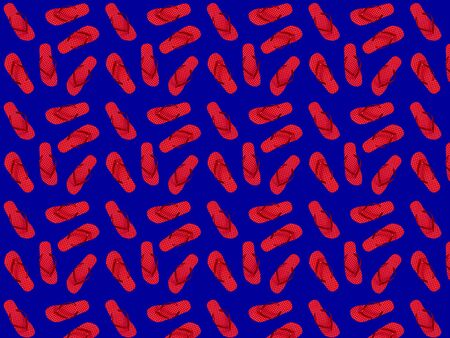 Seamless patern red flip flops on a dark blue background.
