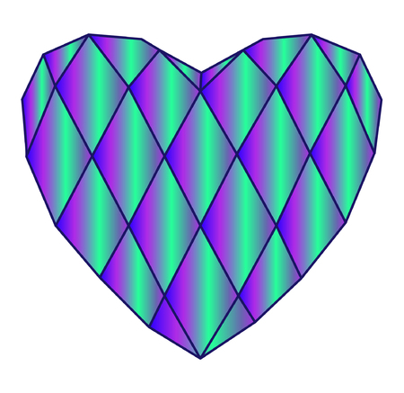 Heart. Heart on a white background. Color heart in the style of low poly.のイラスト素材