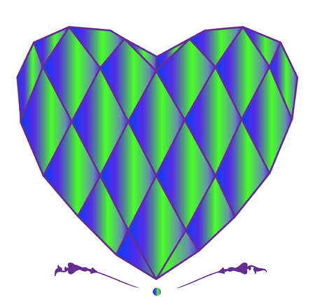 Heart. Heart on a white background. Color heart in the style of low poly.のイラスト素材
