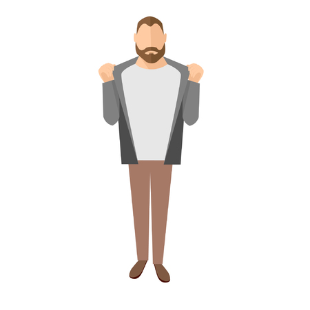 Man holding his shirt character design.のイラスト素材