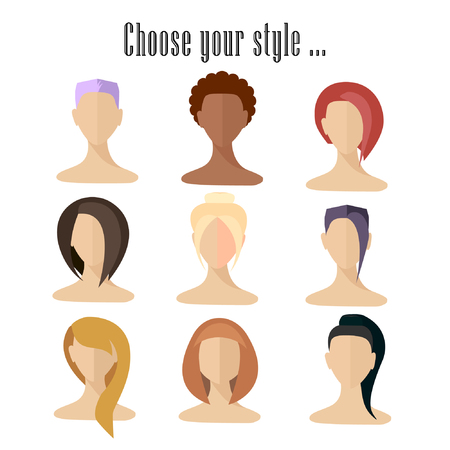 Set of avatar. A set of people. Partrets of people.のイラスト素材