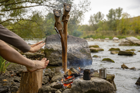 Camp Fire in Summerの写真素材
