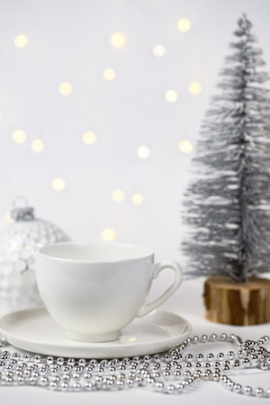 Christmas coffee or tea. Christmas background.の写真素材