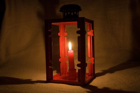 photo of a lamp, candle and fireの写真素材