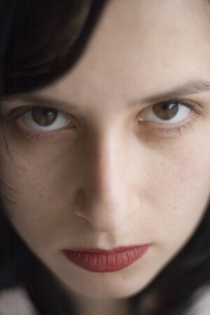 portrait of the woman with red lipsの写真素材