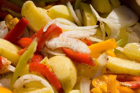 photo of sliced fresh vegetables in the dishの写真素材