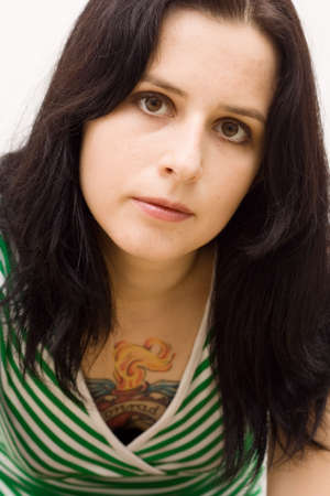 portrait of an young tattooed woma. isolated.の写真素材