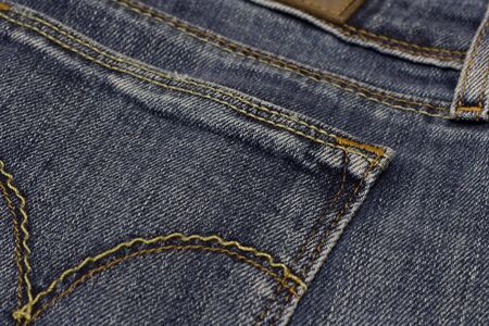 close up of the pants pocket. blue jeans.