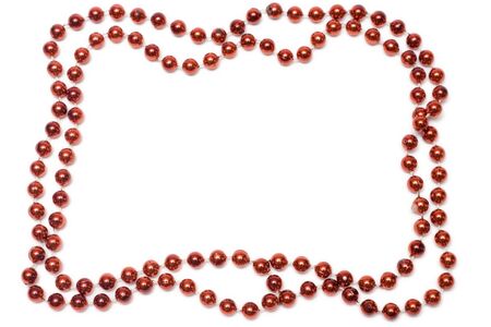 Frame made of red pearls isolated on whiteの写真素材